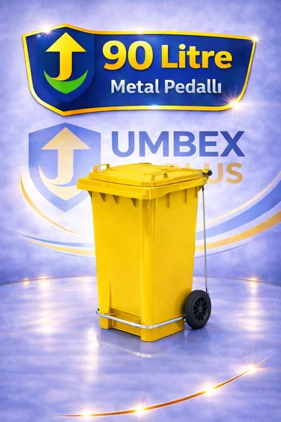 Umbex Plus-Pedallı 90 Lt Çöp Konteyneri Çöp Kovası Sarı ürün görseli 1