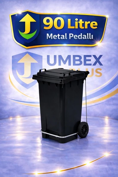 Umbex Plus-Pedallı Siyah 90 Lt Çöp Konteyneri Çöp Kovası ürün görseli 1