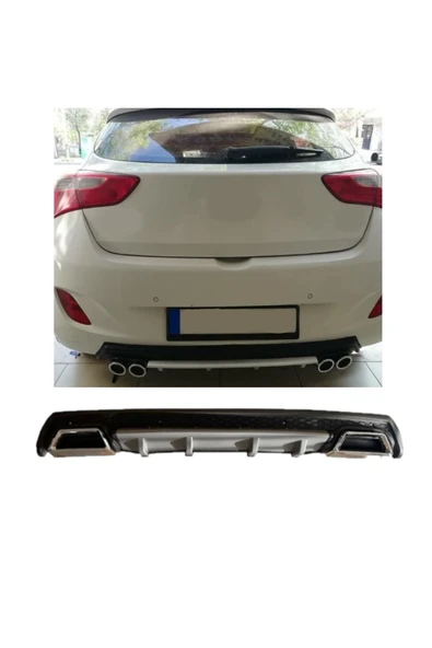 OTO H.İ.T. HYUNDAİ İ30 UYUMLU BODY KİT DİFÜZÖR 2 ÇIKIŞ KARE GRİ MODEL 3 ürün görseli 1