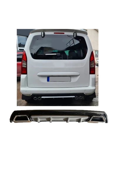 OTO H.İ.T. PEUGEOT PARTNER UYUMLU BODY KİT DİFÜZÖR 2 ÇIKIŞ KARE GRİ MODEL 3 ürün görseli 1
