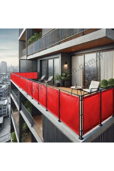 sizenelazım 50cm x 9.5m  Kırmızı PVC Su Geçirmez Balkon Demiri Korkuluk Çit Branda ürün görseli 1