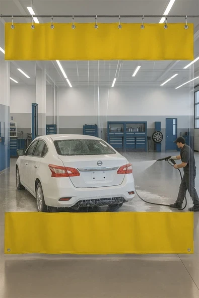sizenelazım 0.80mm Şeffaf Oto Servis ve Yıkama Ara Bölme Perdesi 12 Renk Yükseklik 300 cm x Genişlik 750 cm ürün görseli 1