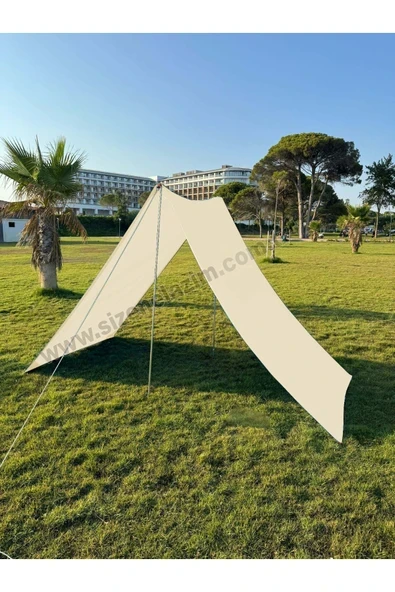 sizenelazım Pratik Kamp Gölgeliği ve Plaj Şemsiyesi 1.5m x 5m Su İtici Oxford Kumaş (Krem Renk) ürün görseli 1