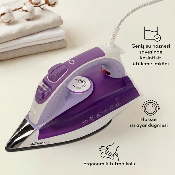Conti CU-3388 Sensitive 2600 Watt Buharlı Ütü Mor - Resim 3