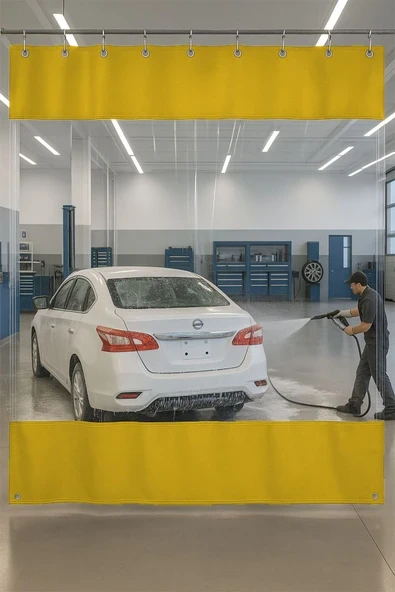 size ne lazım 0.80mm Şeffaf Oto Servis ve Yıkama Ara Bölme Perdesi 12 Renk Yükseklik 300 cm x Genişlik 700 cm ürün görseli 1