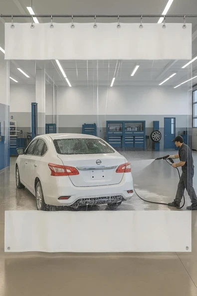 size ne lazım 0.80mm Şeffaf Oto Servis ve Yıkama Ara Bölme Perdesi 12 Renk Yükseklik 200 cm x Genişlik 900 cm ürün görseli 1