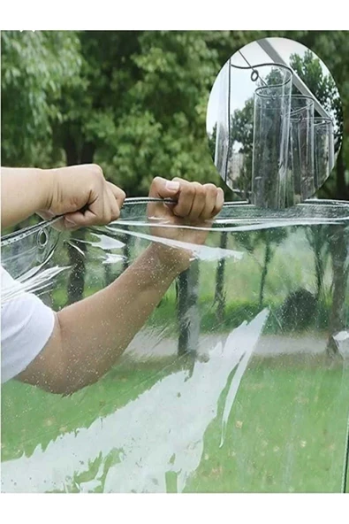 SMTOPRAKAVM 200X500cm Şeffaf Branda Kış Bahçe Perdesi 1mm Kapsüllü ürün görseli 1