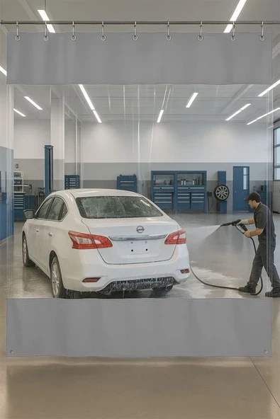 size ne lazım 0.80mm Şeffaf Oto Servis ve Yıkama Ara Bölme Perdesi 12 Renk Yükseklik 250 cm x Genişlik 700 cm ürün görseli 1