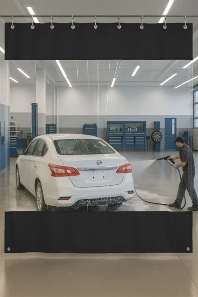 sizenelazım 0.80mm Şeffaf Oto Servis ve Yıkama Ara Bölme Perdesi 12 Renk Yükseklik 250 cm x Genişlik 300 cm ürün görseli 1