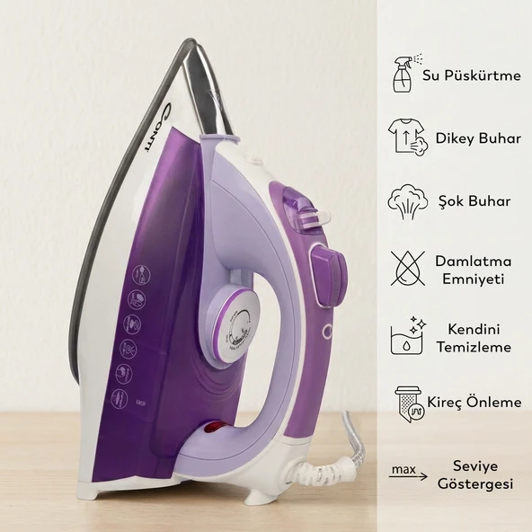 Conti CU-3388 Sensitive 2600 Watt Buharlı Ütü Mor - Resim 2