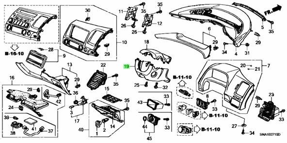 Honda Civic 2006-2012 Direksiyon Panel Kapağı Alt Fd6 (Oem No: 77360-Sna - K01Za) ürün görseli 1
