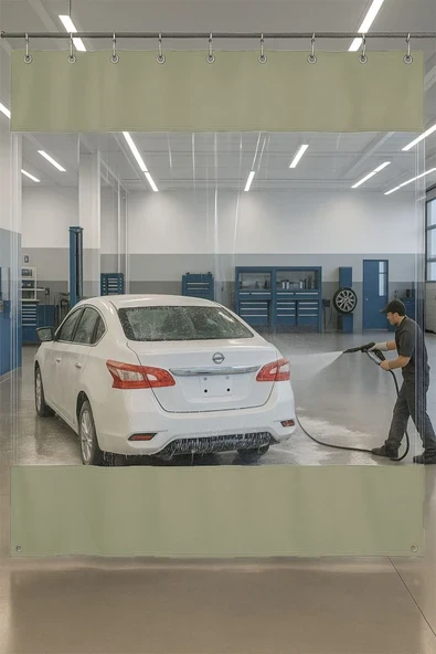 size ne lazım 0.80mm Şeffaf Oto Servis ve Yıkama Ara Bölme Perdesi 12 Renk Yükseklik 250 cm x Genişlik 850 cm ürün görseli 1