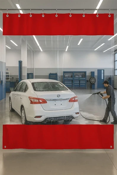 size ne lazım 0.80mm Şeffaf Oto Servis ve Yıkama Ara Bölme Perdesi 12 Renk Yükseklik 200 cm x Genişlik 350 cm ürün görseli 1