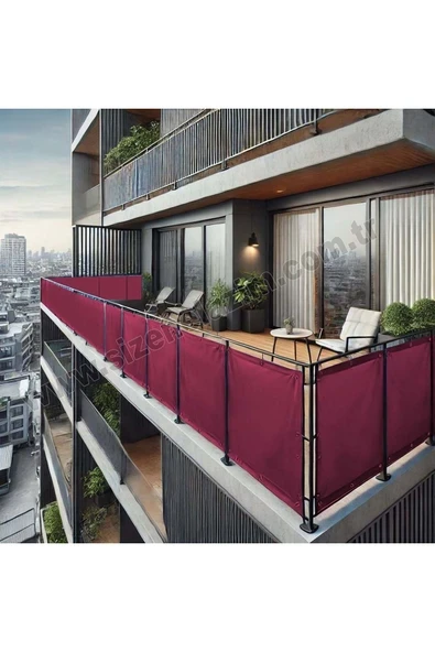 size ne lazım 90cm x 9m  Bordo PVC Su Geçirmez Balkon Demiri Korkuluk Çit Branda ürün görseli 1