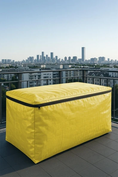 sizenelazım Fermuarlı Sarı Su Geçirmez Bahçe Mobilyası Ve Balkon Eşya Koruma Brandası 100cm x 400cm ürün görseli 1
