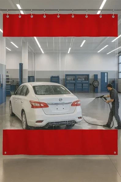 sizenelazım 0.80mm Şeffaf Oto Servis ve Yıkama Ara Bölme Perdesi 12 Renk Yükseklik 300 cm x Genişlik 300 cm ürün görseli 1