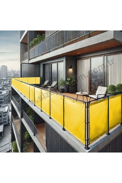 size ne lazım 80cm x 2m  Sarı PVC Su Geçirmez Balkon Demiri Korkuluk Çit Branda ürün görseli 1