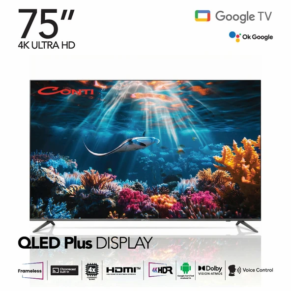 Conti CT75OG300U 75 4K QLED Plus UHD Frameless Google Tv ürün görseli 1