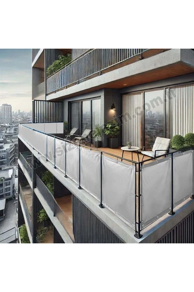sizenelazım 60cm x 5.5m  Gri PVC Su Geçirmez Balkon Demiri Korkuluk Çit Branda ürün görseli 1