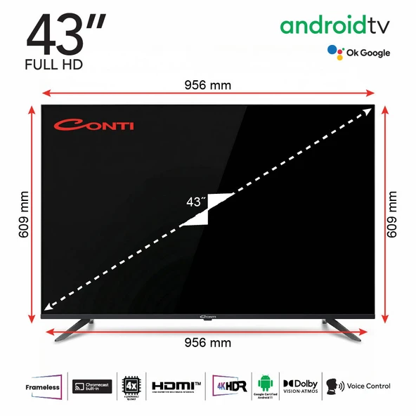 Conti CT43AN300F 43 Full HD Frameless Android Tv - Resim 3
