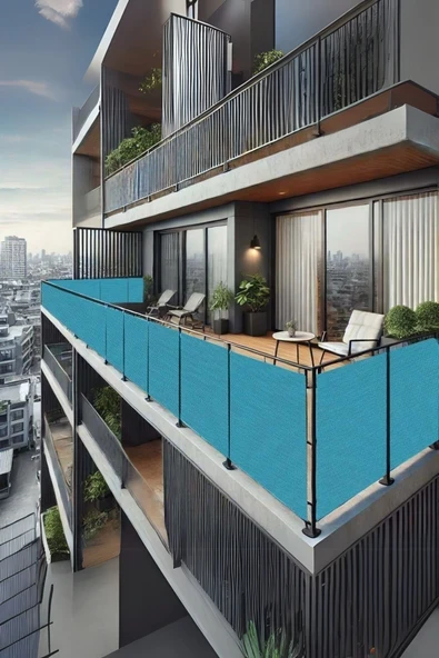 sizenelazım 50cm x 5.5m  Mavi  Balkon Bahçe Çit Brandası  Su İtici, UV Koruyucu, Dekoratif Örtü ürün görseli 1