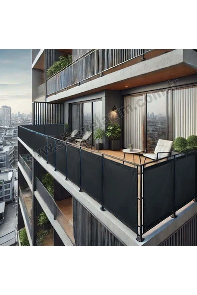 sizenelazım 150cm x 0.5m  Siyah PVC Su Geçirmez Balkon Demiri Korkuluk Çit Branda ürün görseli 1