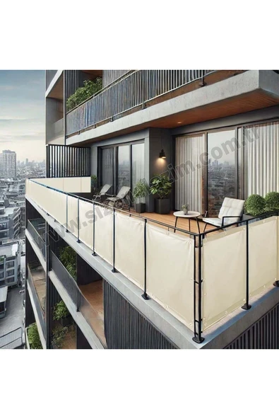 sizenelazım 80cm x 3.5m  Krem PVC Su Geçirmez Balkon Demiri Korkuluk Çit Branda ürün görseli 1