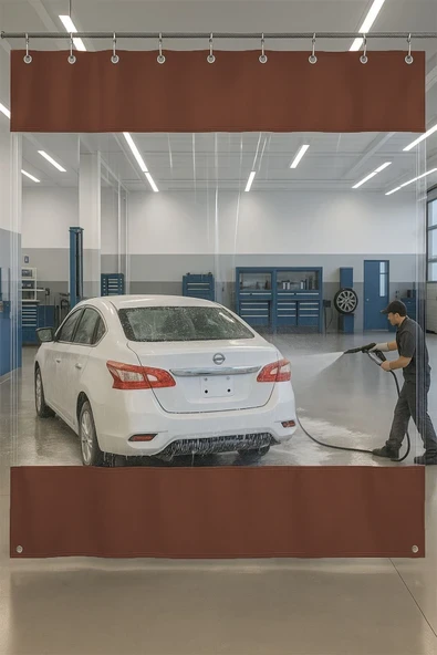 sizenelazım 0.80mm Şeffaf Oto Servis ve Yıkama Ara Bölme Perdesi 12 Renk Yükseklik 200 cm x Genişlik 600 cm ürün görseli 1