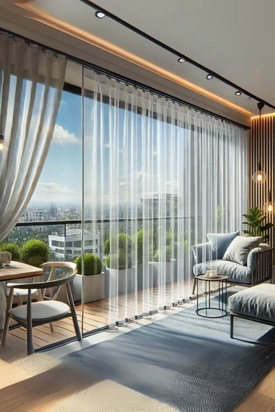 size ne lazım 240cm x 840cm Şeffaf Su Geçirmez Perde (Korniş Kullanımı İçin) ürün görseli 1