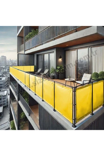 sizenelazım 100cm x 9.5m  Sarı PVC Su Geçirmez Balkon Demiri Korkuluk Çit Branda ürün görseli 1