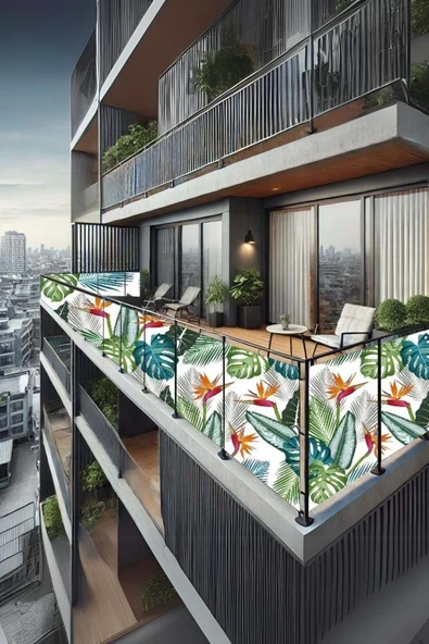 sizenelazım 70cm x 8.5m  Balkon Bahçe Çit Brandası  Su İtici, UV Koruyucu, Dekoratif Örtü ürün görseli 1