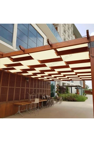 sizenelazım 70cm x 8m Krem Su Geçirmez Dekoratif Gölgelik Battı Çıktı ürün görseli 1