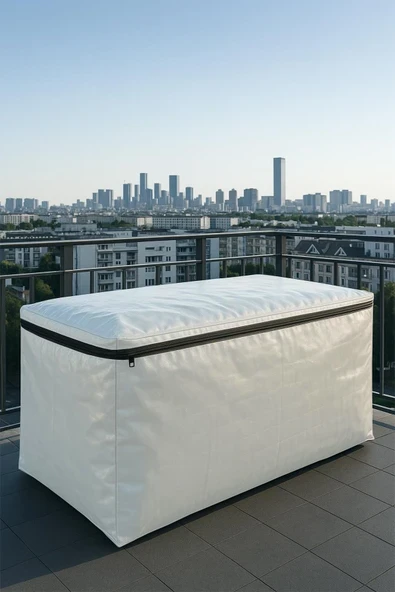 sizenelazım Fermuarlı Beyaz Su Geçirmez Bahçe Mobilyası Ve Balkon Eşya Koruma Brandası 300cm x 200cm ürün görseli 1