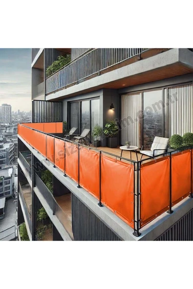 sizenelazım 110cm x 3.5m  Turuncu PVC Su Geçirmez Balkon Demiri Korkuluk Çit Branda ürün görseli 1