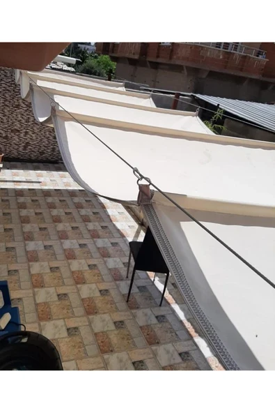 sizenelazım Teleskopik Açılıp-kapanabilir Gölgelik Tente Sistemi Krem Oxford Su Geçirmez 2m X 7m ürün görseli 1