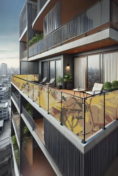sizenelazım 50cm x 7m  Vintage  Balkon Bahçe Çit Brandası  Su İtici, UV Koruyucu, Dekoratif Örtü ürün görseli 1