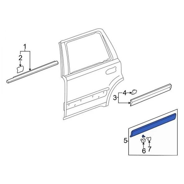 Honda Crv 2003-2006 Kapı Bandı Arka Sol (Oem No: 75333-S9A-003) ürün görseli 1