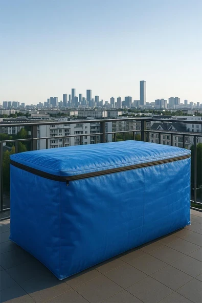 sizenelazım Fermuarlı Mavi Su Geçirmez Bahçe Mobilyası Ve Balkon Eşya Koruma Brandası 200cm x 350cm ürün görseli 1