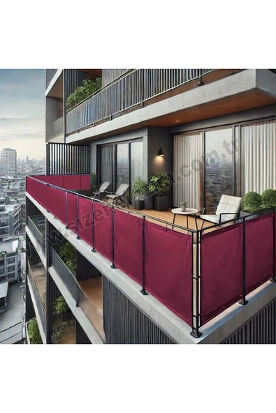sizenelazım 90cm x 8.5m  Bordo PVC Su Geçirmez Balkon Demiri Korkuluk Çit Branda ürün görseli 1