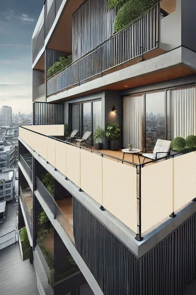 sizenelazım 100cm x 7m  Krem  Balkon Bahçe Çit Brandası  Su İtici, UV Koruyucu, Dekoratif Örtü ürün görseli 1