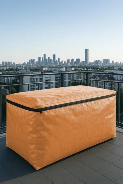 sizenelazım Fermuarlı Turuncu Su Geçirmez Bahçe Mobilyası Ve Balkon Eşya Koruma Brandası 300cm x 300cm ürün görseli 1
