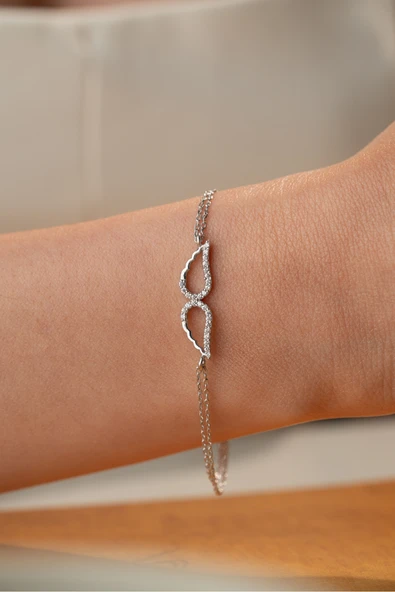 Two Arts Kadın Gümüş Bileklik Zirkon Taşlı Melek Kanadı Sonsuzluk Gümüş 18 cm ürün görseli 1