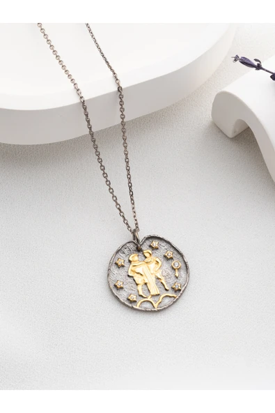 Two Arts Jewelry Kadın 925 Ayar Gümüş İkizler Burcu Kolye | Kişiye Özel Tasarım | Hediye Kutusunda Gümüş 45 cm ürün görseli 1
