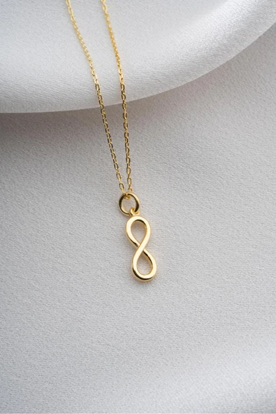 Two Arts Kadın 925 Ayar Gümüş Sonsuzluk Kolye | 14K Altın Kaplama Altın 45 cm üzeri ürün görseli 1