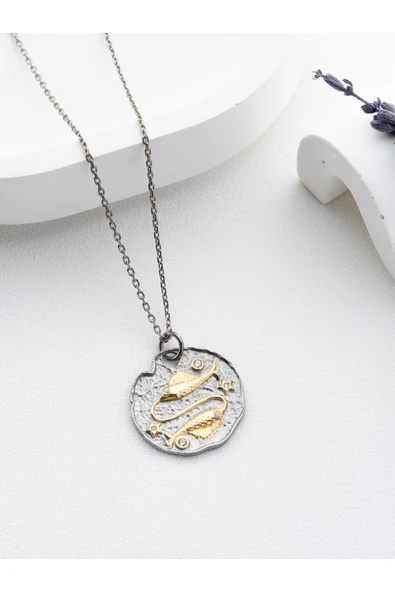 Two Arts Jewelry Kadın 925 Ayar Gümüş Balık Burcu Kolye | Kişiye Özel Tasarım | Hediye Kutusunda Gümüş 45 cm ürün görseli 1