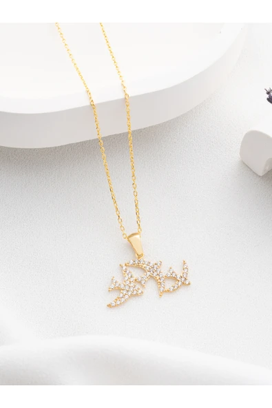 Two Arts Jewelry Kadın 925 Ayar Gümüş Uçan Kuşlar Kolyesi | Hediye Kutusunda Altın 45 cm ürün görseli 1