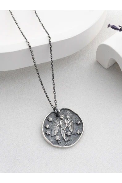 Two Arts Jewelry Kadın 925 Ayar Gümüş Başak Burcu Kolye | Kişiye Özel Tasarım | Hediye Kutusunda Gri 45 cm ürün görseli 1