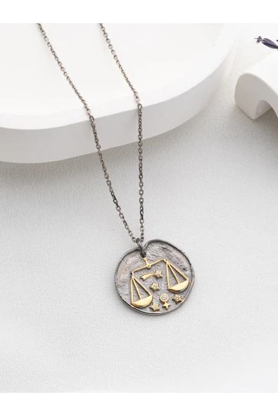 Two Arts Jewelry Kadın 925 Ayar Gümüş Terazi Burcu Kolye | Kişiye Özel Tasarım | Hediye Kutusunda Gümüş 45 cm ürün görseli 1
