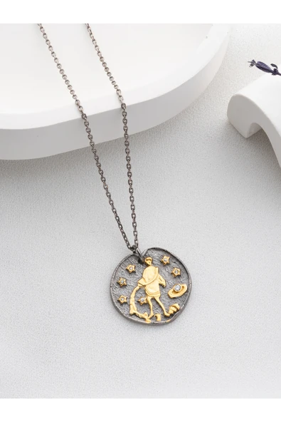 Two Arts Jewelry Kadın 925 Ayar Gümüş Kova Burcu Kolye | Kişiye Özel Tasarım | Hediye Kutusunda Gümüş 45 cm ürün görseli 1