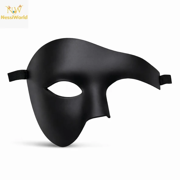 Siyah Yarım Erkek Maske – Phantom Parti & Balo Maskesi ürün görseli 1